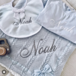 Deken -babyblauw met naam